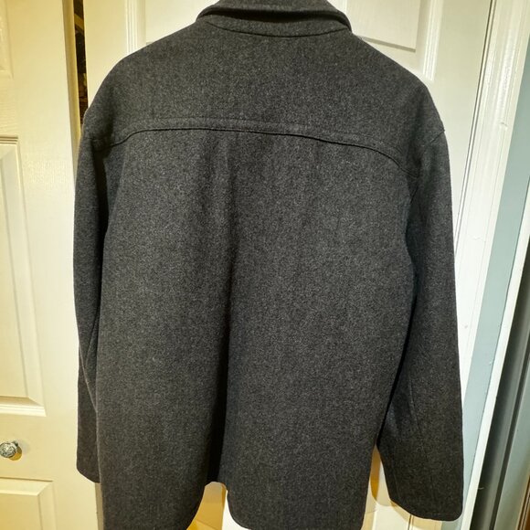 Gap Jacket Pea Coat Men Large Black Wool‎ Blend Full Zip Quilt Lined warm - Picture 2 of 8